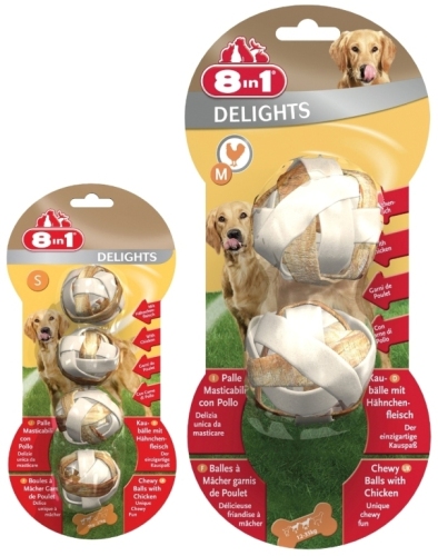 Delights Balls S. Шарики для собак с мясом S, 4 шт. 8in1 (8в1)